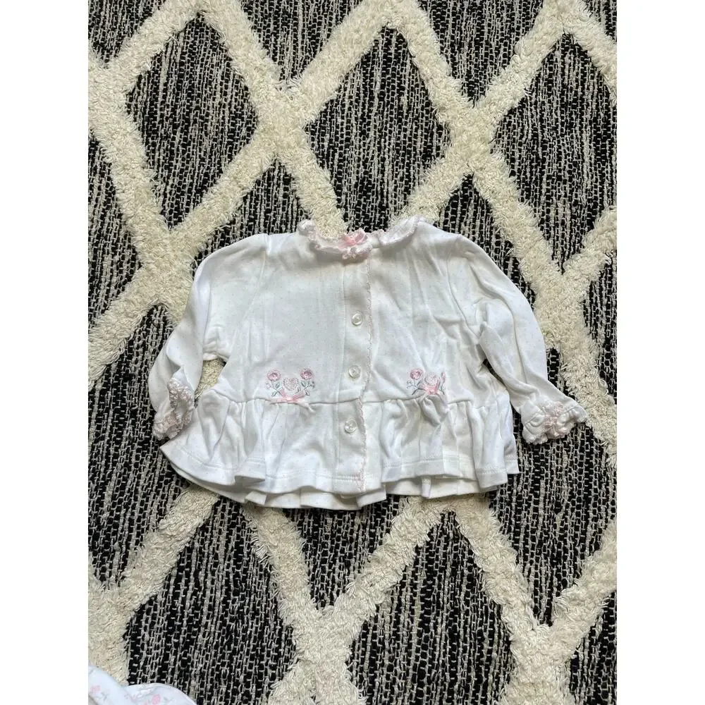 Little me Hat, Cardigan, and pants baby girl outfit 6mo Sweet Dainty